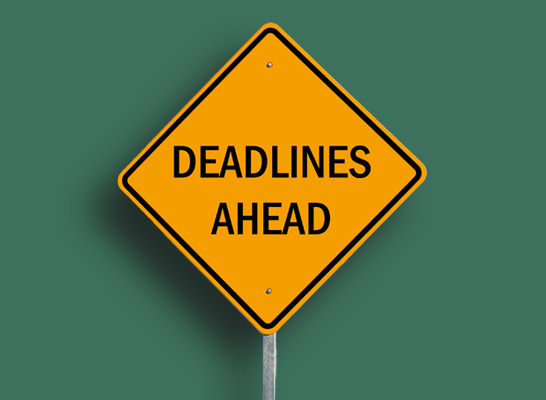 yuellow deadlines ahead sign